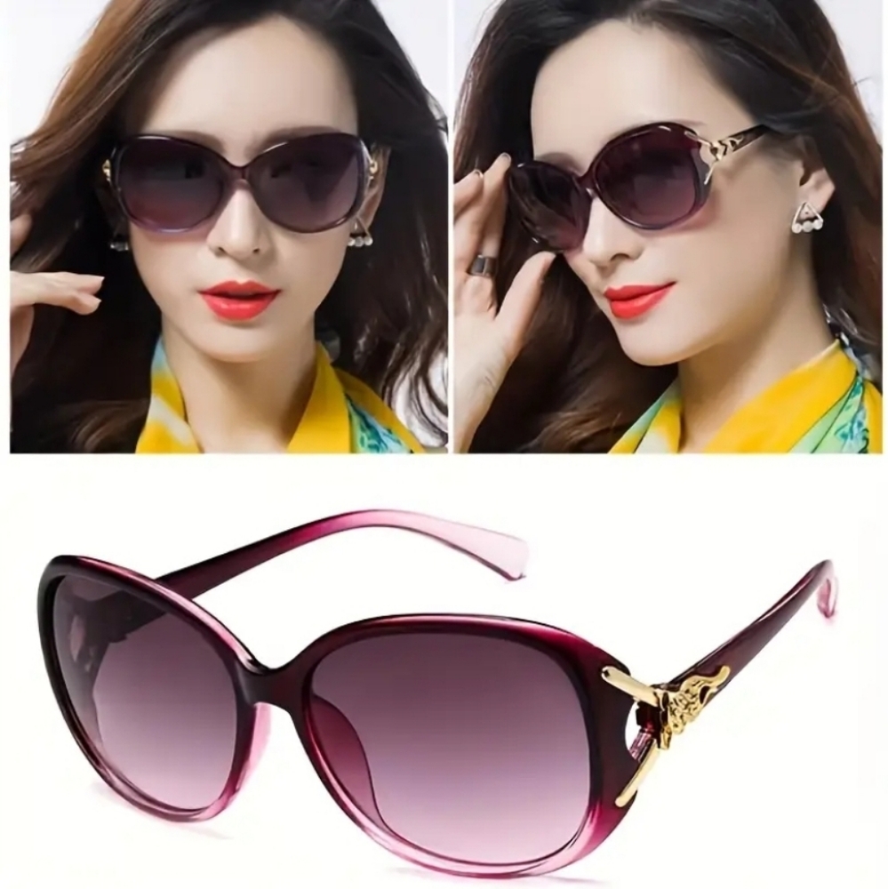 Classy Purple & Gold Fox Detail Women's Sunglasses. New!